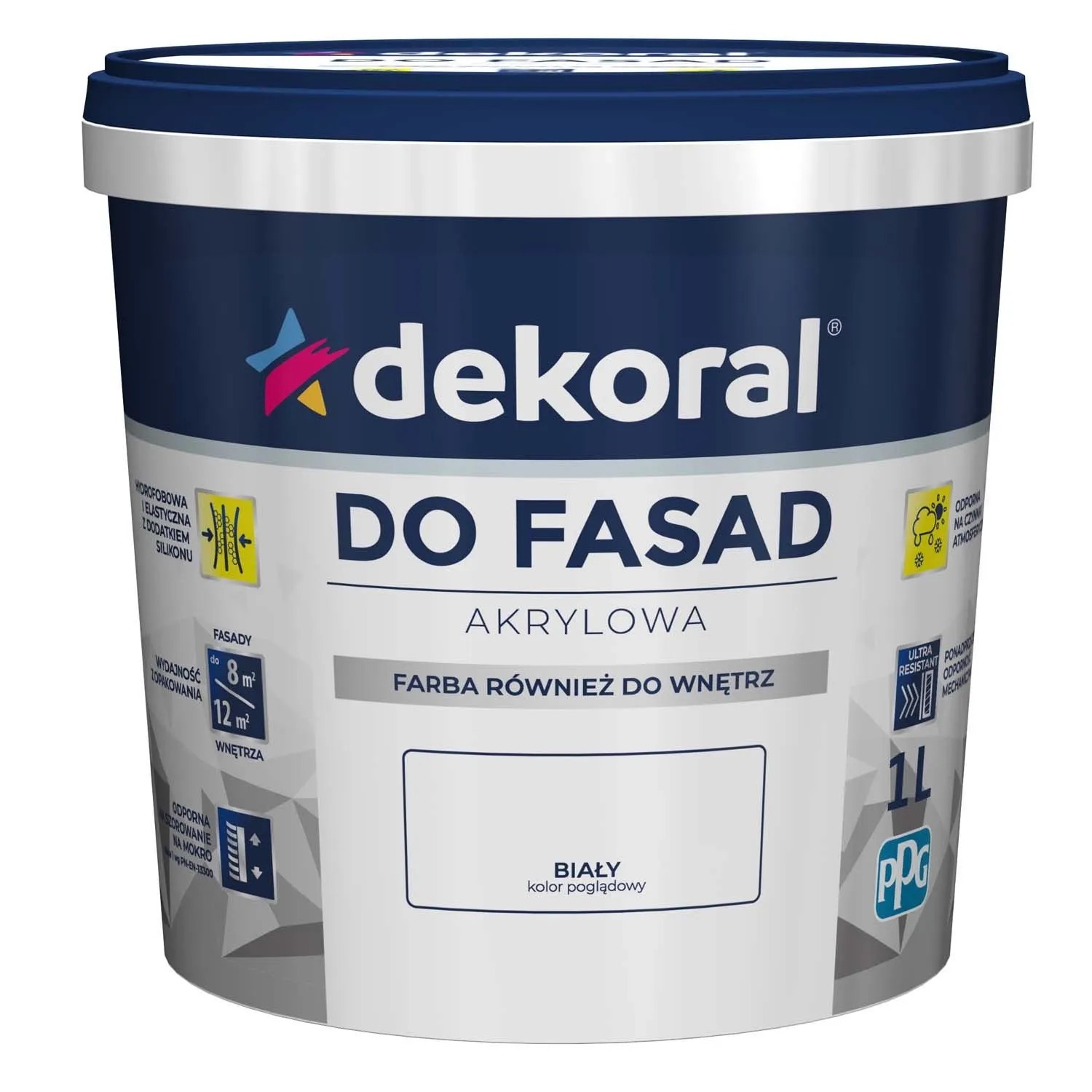 Farba elewacyjna Dekoral Polinit do fasad 1 l biała