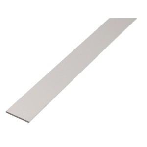 Srebrny, anodowany płaskownik aluminiowy, 2x25x1000 mm, do różnorodnych zastosowań.