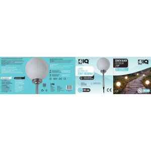 4iQ Lampa solarna LED ZENIT śr. 30 cm srebrna