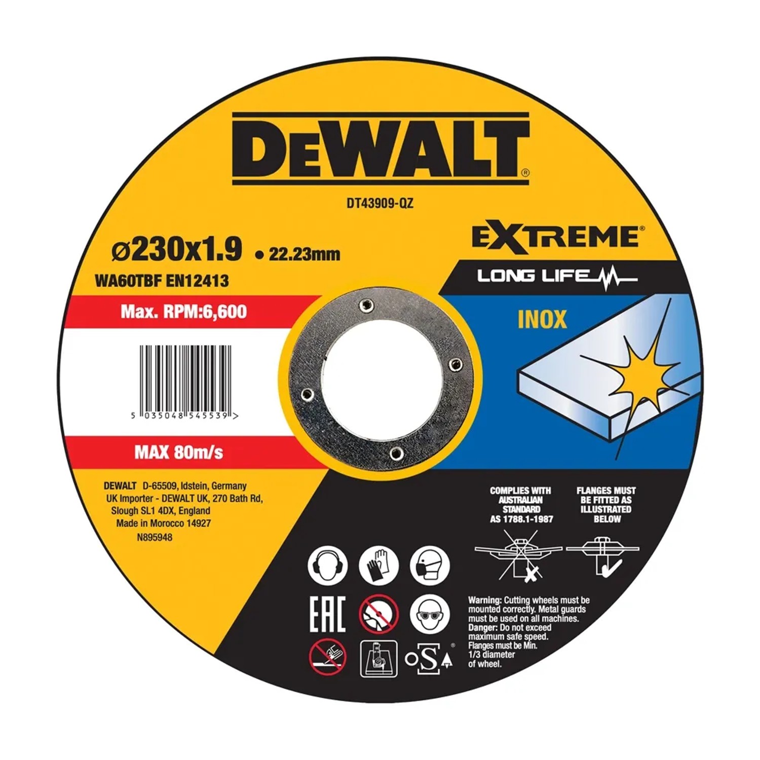 Dewalt Tarcza do cięcia stali nierdzewnej 230 mm