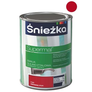 Puszka czerwonej emalii Śnieżka Supermal.