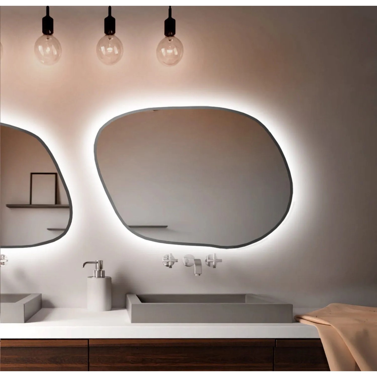 Lustro LED TBorder Białe Zimne 50x36 cm