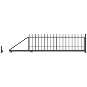 Element ogrodzenia metalowego t.b.t., widok z boku.