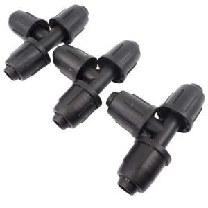 Czarny trójnik do nawadniania podziemnego, 3 sztuki.