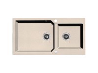 Laveo Zlewozmywak Milos 2-komorowy beżowy - 98 x 50 cm