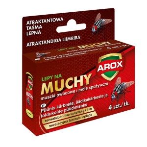 Arox lep na muchy, 4 sztuki. Skuteczny lep na muchy do zwalczania szkodników.