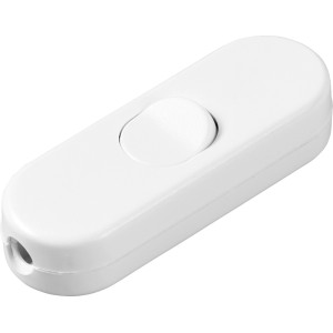 Biały przełącznik kołyskowy t.b.t. do lamp, jednobiegunowy.