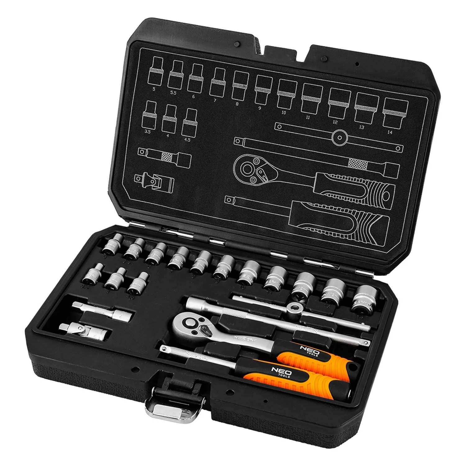 Neo Tools Zestaw kluczy nasadowych 1/4" - 20 cz.