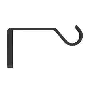 Czarny wspornik karnisza t.b.t. do montażu na ścianie.