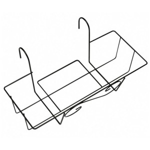 Antracytowy kosz na skrzynkę balkonową, 55 cm, wykonany z metalu z haczykami do montażu.