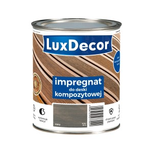 LuxDecor Lazura do drewna szara, impregnat do desek kompozytowych w metalowym wiadrze.