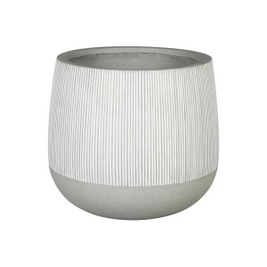 Okrągła, biała doniczka Ficonstone (Ø 27,5 cm) z pionowymi rowkami.