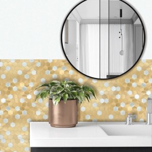 Mozaika ścienna samoprzylepna hexagon Złoto 29x28,5