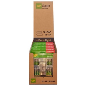GP Zestaw baterii alkalicznych SUPER AA 12 + AAA 12 + łańcuch LED