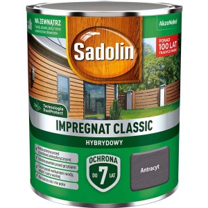 Puszka Sadolin Impregnat Classic do drewna, antracyt, do użytku zewnętrznego.