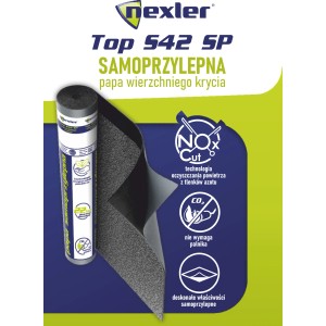Papa bitumiczna t.b.t. Nexler, w rolce i rozwinięta, do uszczelniania dachu. Samoprzylepna i oczyszczająca powietrze.