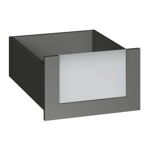 Szuflada do szafy, szary korpus z białym frontem.