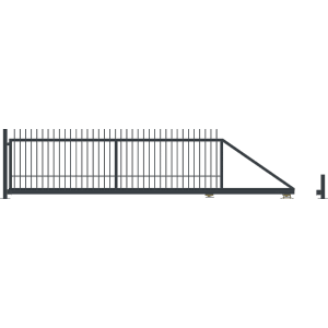 Element ogrodzenia metalowego t.b.t., widok z boku.