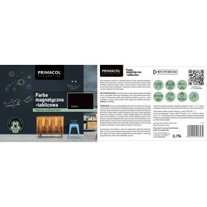 Farba magnetyczna PRIMACOL, efekt tablicy, idealna do notatek i kreatywnych aranżacji ścian.
