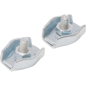 Dwa srebrne akcesoria t.b.t. ze śrubą i nakrętką.