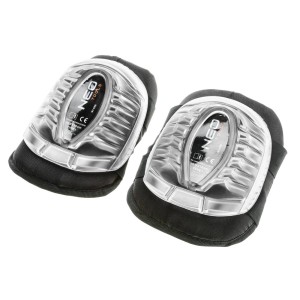 Nakolanniki NEO Tools do odzieży roboczej, z przezroczystą twardą skorupą i czarną wyściółką.