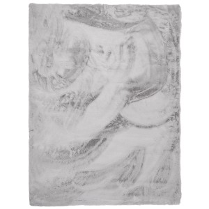 Szary, puszysty dywan z długim włosiem.