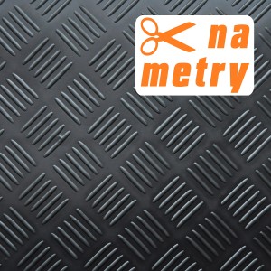 Czarna wykładzina podłogowa PCV t.b.t. ze wzorem blachy ryflowanej, dostępna na metry.