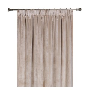 Beżowa zasłona z kategorii Zasłony i firany, zebrana na karniszu.