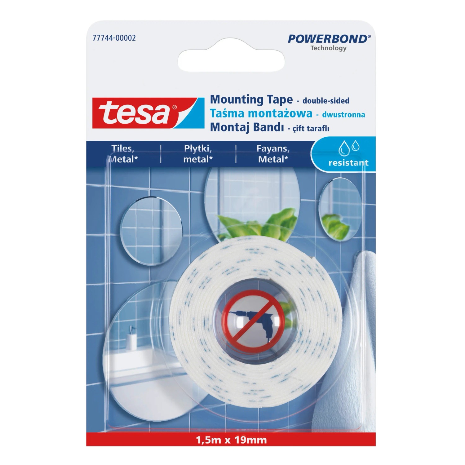 Tesa Taśma montażowa do luster 1,5 m x 19 mm