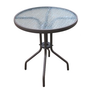 Okrągły stolik balkonowy ze szklanym blatem, z kategorii meble balkonowe.