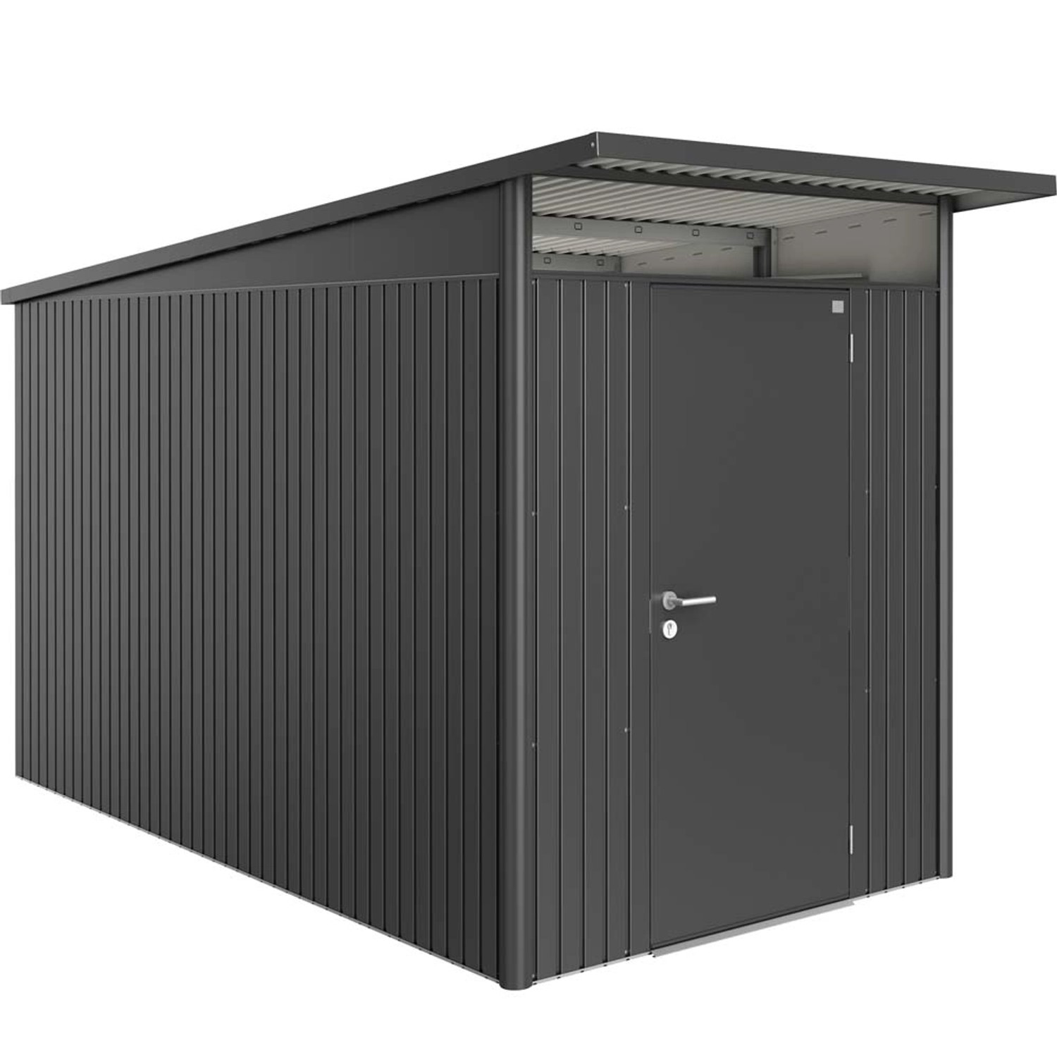 Biohort Domek ogrodowy ciemnoszary drzwi pojedyncze - 180 x 380 cm