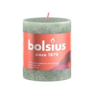 Bolsius Rustik Świeca Shine, 80/68 mm, Eukaliptusowy zielony. Świeca filarowa o rustykalnej teksturze.