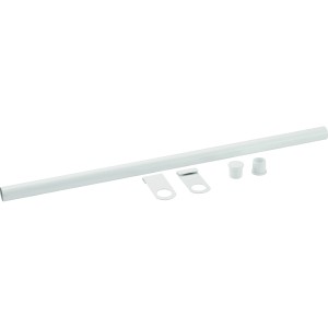 Metalowy drążek na ubrania, 60 cm, matowy biały, z uchwytami i zaślepkami do organizacji szafy.