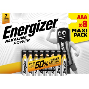 Baterie Energizer Alkaline Power AAA, 8 sztuk. Niezawodna energia do urządzeń codziennego użytku.