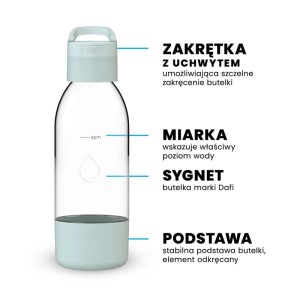 Dafi Butelka do saturatora PushAir miętowa z uchwytem - 0,5 l