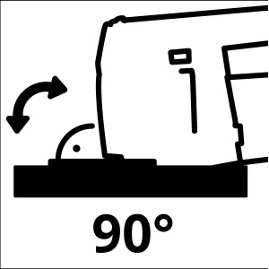 Symbol cięcia pod kątem 90 stopni piłą ręczną i szyną prowadzącą.