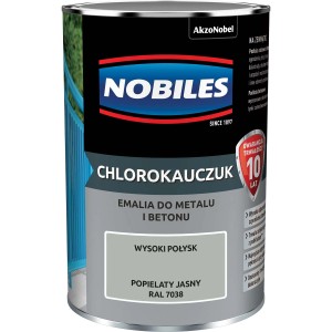 Puszka farby antykorozyjnej Nobiles Chlorokauczuk, jasnoszara, do metalu i betonu.
