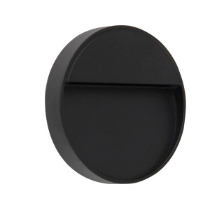 Czarna zewnętrzna lampa ścienna LED, okrągły kształt. Nowoczesna lampa ścienna do użytku na zewnątrz.