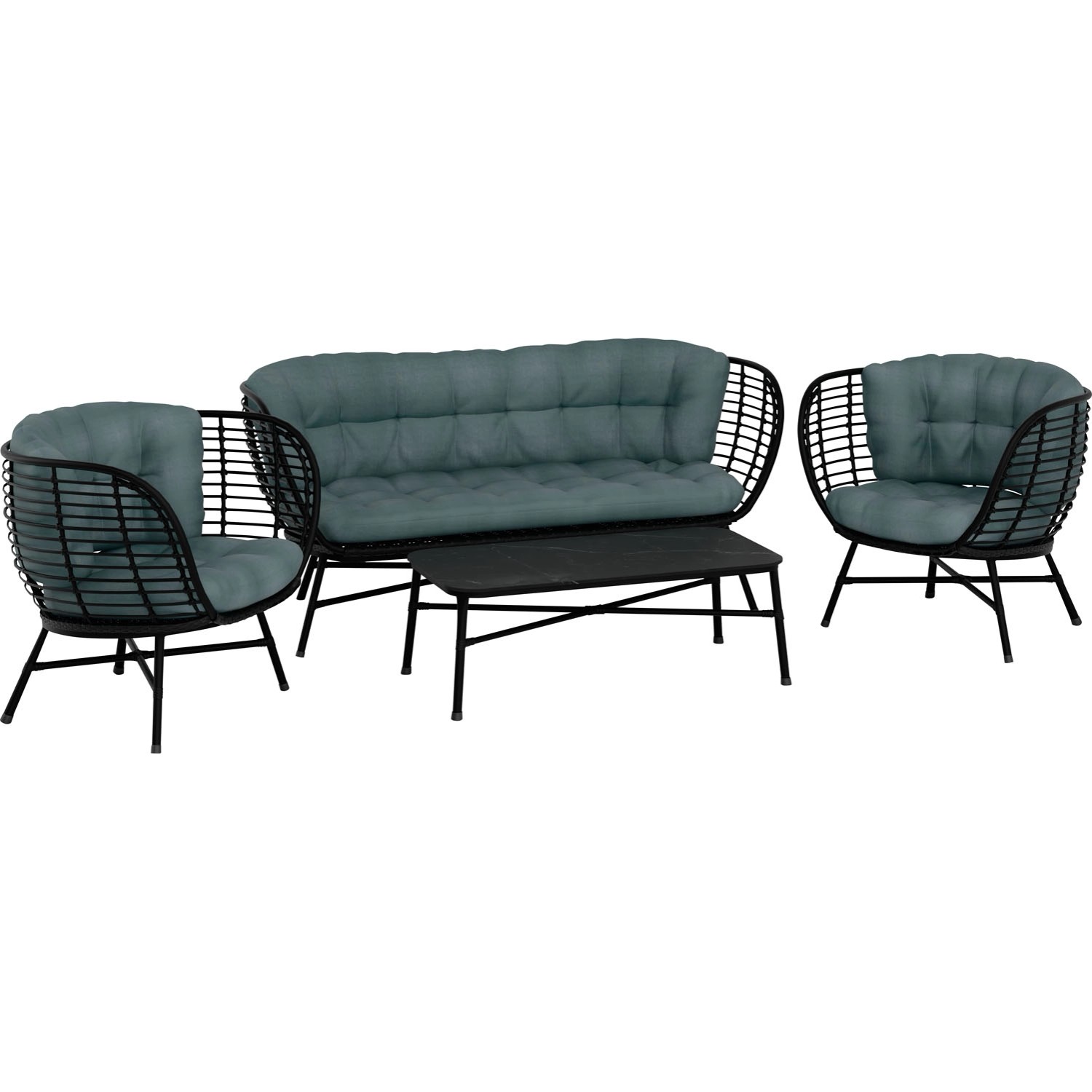 Komplet mebli wypoczynkowych WAVELAND zielony 4-częściowy