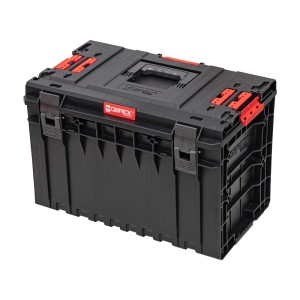 Czarna skrzynka narzędziowa t.b.t. z czerwonymi akcentami.