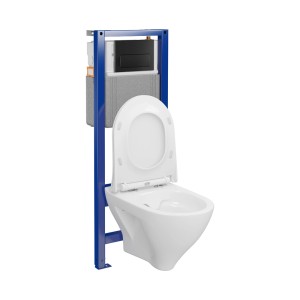 Zestaw WC t.b.t. ze spłuczką podtynkową i przyciskiem.