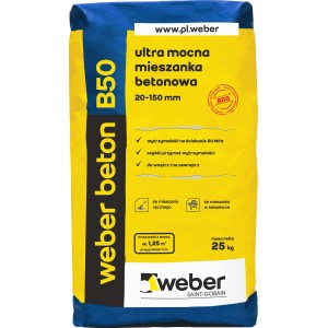 Worek Weber Beton B50, ultra mocna mieszanka betonowa do wewnątrz i na zewnątrz, 25 kg.