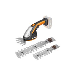 Akumulatorowe nożyce do trawy i krzewów t.b.t. z dwoma ostrzami do precyzyjnego przycinania w ogrodzie.