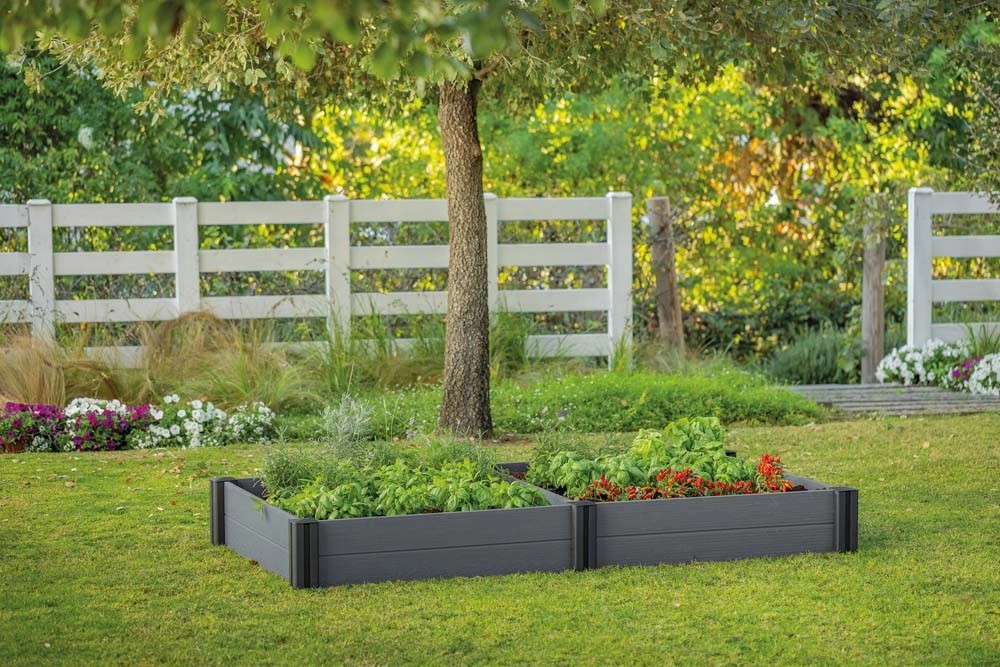 Grządka składana WPC szara moduł 2 pak - 243 x 243 x 27 cm kupuj w OBI