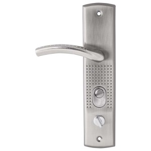 t.b.t. klamka do drzwi metalowa, szyld długi z otworem na wkładkę, kolor srebrny.