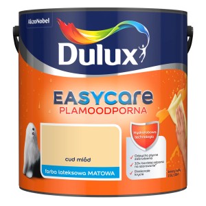 Wiadro z farbą Dulux EasyCare "Cud Miód", matowa, lateksowa farba do ścian wewnętrznych.