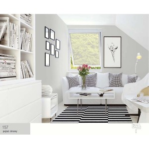 Biały salon pomalowany farbą do ścian t.b.t. "Zimowy krajobraz".