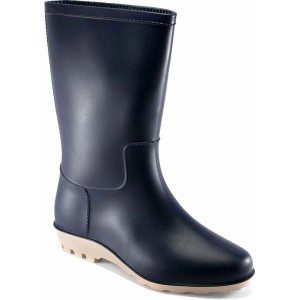 Granatowy kalosz do prac ogrodowych.