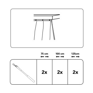 Zdjęcie białego metalowego pręta Gardinia, 100 cm, 2 sztuki do szyn.