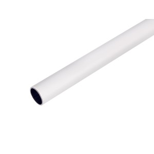 Biała rura meblowa t.b.t., zbliżenie.